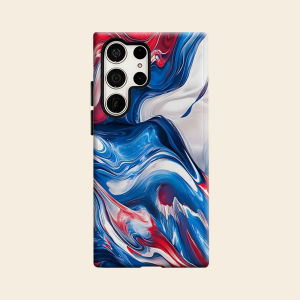Red Blue Fluid Marble Luxury Fashion Full Lens Protective Case for Samsung Galaxy S26 S25 S24 A56 A36 Plus Ultra
