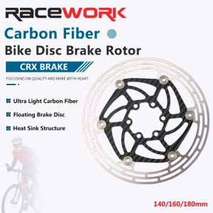Racework Carbon Fiber Bicycle Disc Brake Rotor 6 Bolts Floating 140/160/180mm Bicycle Rotor