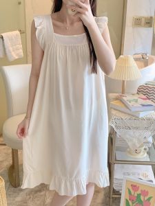 2024 New Arrival Poplin Pajamas Womens Tank Top Nightdress Summer Ultra-Thin Cool Cute Dress Homewear K-style