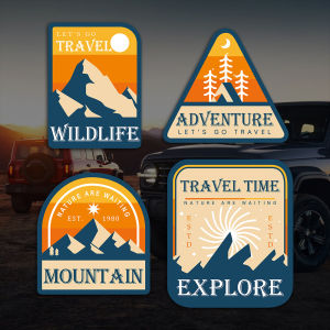 Camping Stickers Wild Life Adventure Car Stickers Personalised Graffiti Mountains Exploration Decorative Stickers Waterproof Reflective Stickers