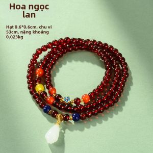 Dây Chuyền Lắc Tay Đá Granat Đỏ với Charm Pixiu và Lá Bạch quả