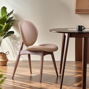 Italian Dining Chair Modern Household Minimalist Dining Table and Chair Retro Solid Wood Dining Chair Small Apartment Quiet Backrest Make-up Chair