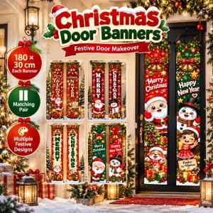 Merry Christmas Banner Backdrop Background Cloth Christmas Door Cover Xmas Home Party Hanging Decor Christmas Door Banner Christmas Wall Decoration Holiday Party Supplies Indoor Outdoor Festive Decorations