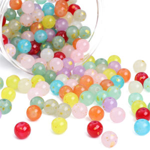 20Pcs 10mm Jelly Gold Foil Colorful Crystal Glass Round Beads for Bracelet Necklace Earring DIY Jewelry Making Beads