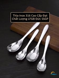 Thìa Ăn Cơm Ăn Phở Inox 316 SSGP Muỗng Súp Lòng Sâu Dày Dặn Cán Rộng Chống Trượt Kháng Khuẩn Cao Cấp Đạt Chất Lượng LFGB Đức