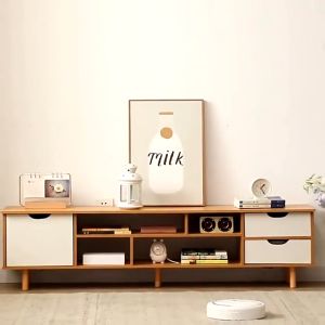 Meja TV Kayu & Rak TV 140cm Nordic & Lemari TV Putih Minimalis Terbaru