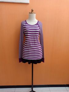 atasan kaos rajut wanita abu ungu GAP cewek M L lengan panjang blouse santai