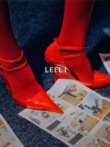รองเท้าส้นสูงหนังแท้ LEELI Trendy Shoe รองเท้าส้นแบนสำหรับผู้หญิง ทรงหัวแหลม สไตล์ยุโรป รองเท้าส้นสูงแบบสวมหัวแหลม รองเท้าส้นแบนแบบสวมหัวแหลม