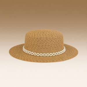UV Protection Sun Hat with Pearl Straw