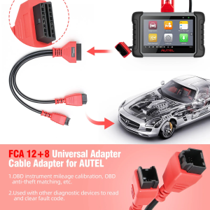 For Chrysler 12+8 Programming Cable OBD2 Adapter Bypass SGW for Jeep Dodge Fiat Compatible with Autel Launch X431
