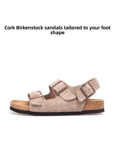 THEMULE | Wide Thick Sole Cork Bottom Genuine Leather Sandals