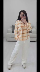 Kemeja Wanita Murah Lengan Panjang (UNTS825 YELLOW OVERSZD SH)