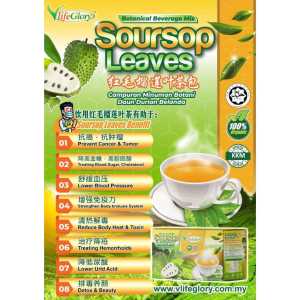 VLIFE GLORY TEH DAUN DURIAN BELANDA - 1 KOTAK (30 BEG) / Vlife Glory SOURSOP LEAVES TEA -1 BOX ( T30 ) / 红毛榴莲叶茶包 -1 盒装（ 30 茶包 ）