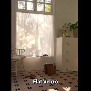 1 White Louver Curtain Designed with Velcro Self-Adhesive and Transparent Material Suitable for Living Rooms and Bedrooms