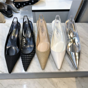 Giày Cao Gót Mũi Nhọn Dongdaemun Giày Đế Bằng Hở Mũi Giày Cao Gót Trung Bình Giày Nữ Gợi Cảm Mùa Hè 2023 Giày Đơn Thời Trang