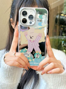 Cute Bear Mirror Surface iPhone Case Apple 15Pro Max 14 13Pro New Model 12 Lovely 11 Womens XSMax Trendy 15Plus High End 7/8 Anti Fall XR Protective Cover