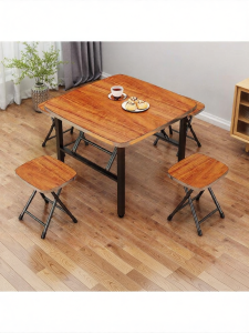 MOLORE | Compact Foldable Square Table for Home Dorm Rental Stainless Edge Camping Dining