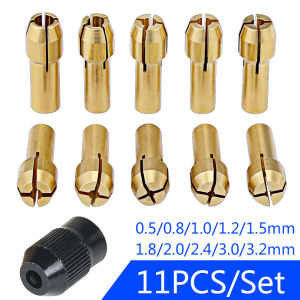 11PCS/lot Drill Chuck Collet Set for Dremel 0.5-3.2mm Chuck M8*0.75mm Nut Drill Keyless Bit Chuck Shank Rotary Tool Quick Change
