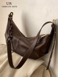 High-End Womens Dumpling Bag Large Capacity Cow Horn Underarm Bag Fashionable Casual Soft PU Leather Single Shoulder Bag