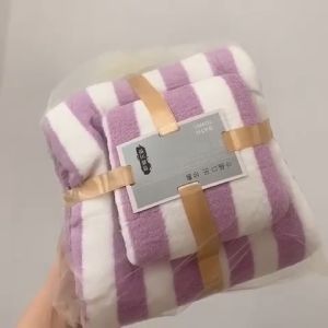 Handuk Mandi Set 2in1 Salur Bulu Karang isi 2pcs Handuk Badan dan Handuk Muka - Handuk Set Gift