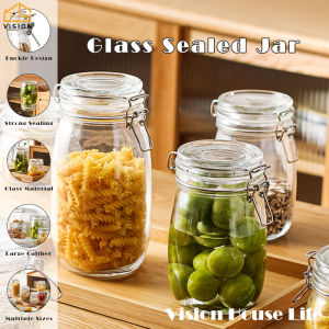 Vision 500/750/1000/1500ml Sealed Glass Storage Jar Storage Can With Air Tight Lid Kimchi Pickle Jar Mason Bottle Honey Candy Sealed Cans
