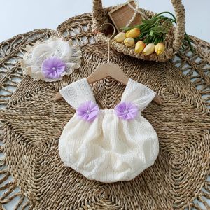 Bodysuit Nơ To Chất Đũi Cara Cho Bé Gái Gái 3 Đến 12kg Áo Liền Quần 2 Dây Xinh Xắn - A473