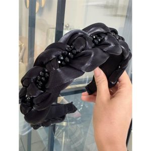Elegant Black Crystal Ogees Headband High Hairline Womens Outgoing Hair Accessories Hair Hoop Luxury Lightweight Bridal