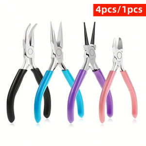 4pcs/1pcs Jewelry Pliers Tool Kit Includes Needle Round Wire Cutter And Curved Nose Pliers For Jewelry Beading Repair Supplies