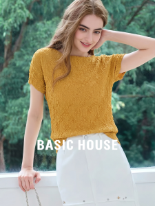 Basic House | Yellow Off-Shoulder Short Sleeve Summer T-Shirt