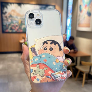 Cute Cartoon Crayon Shinchan Phone Case Creative Transparent Soft Shell for 16 15 pro Max 14 plus 13 Mini 12 XR 8 7 6 Female Personalized
