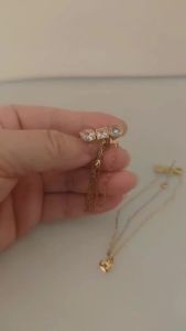 Stainless Steel Zircon Pendant Earrings - Ear Pendants That Are Water-Resistant and Color-Resistant Featuring a Classic Retro