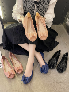 New Arrival Brazil Zaxy Womens Shoes Gel Shoes Bows Sandals Flats round Head Slip-on Commute Leisure Flats Summer