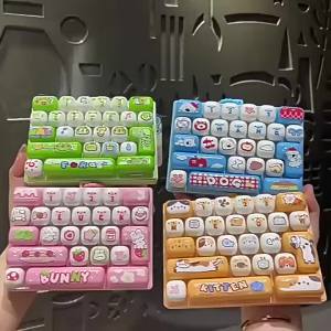Potdemiel | 26 Grid Keyboard Keycap Clicker Anti-stress Key Cap Keychain Bag Pendant Cartoon Fidget Keyboard Keychain Charms Gift 키캡