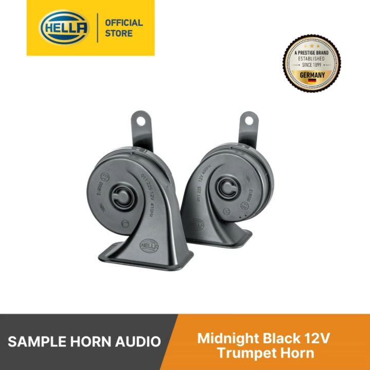 Hella Midnight Black 12V Trumpet Horn (Set Of 2) 011 225 111 Horn
