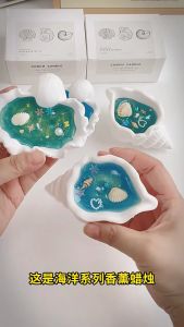 hộp quà ốc biển nến thơm - tặng kèm thiệp diêm đế lót và túi đựng