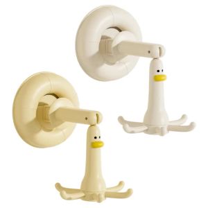 No-Drill Suction Cup Hook Cute Duck Design 360° Rotating Organizer Hook For Bathroom Wardrobe Hook for Hats Bags Towels Home Dec