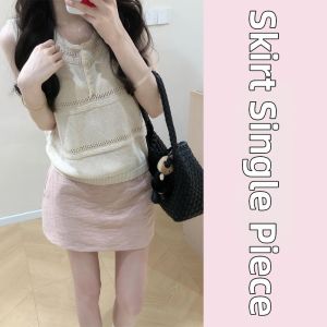 HUAYILING | Korean Style Breathable Hollow Out Sleeveless Dress 2 Pieces