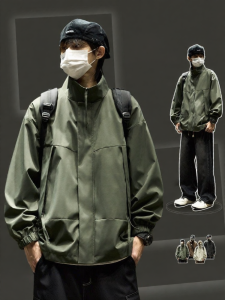 SZON | Retro American Style Loose Pilot Jacket Military Green Workwear