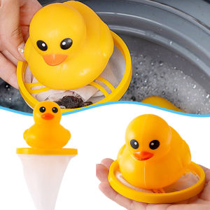 Pet Hair Remover Washing Machine Floating Lint Filter Bag Reusable Laundry Ball Clothes Hair Cleaning Tools Cute Yellow Duck Shape