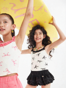 LOVESASAKIDS | Sweet & Cool Printed Bowtie Wooden Ear Style Tank Top
