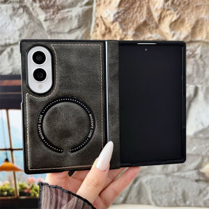 Ốp Điện Thoại Da Từ Tính Cho Samsung Galaxy Z Fold Chống Sốc Bảo Vệ Bản Lề Hỗ Trợ Sạc Không Dây Tương Thích Với Ultra 8 6 5 4