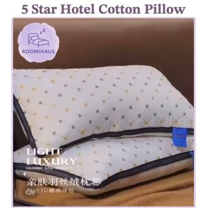 𝐑𝐎𝐎𝐌𝐈𝐇𝐀𝐔𝐒 𝟓 𝐒𝐭𝐚𝐫 𝐇𝐨𝐭𝐞𝐥 𝐂𝐨𝐭𝐭𝐨𝐧 𝐏𝐢𝐥𝐥𝐨𝐰💜 Microfibre Cotton Neck Supportive Cooling Soft Bantal Tidur Piping Washable Case