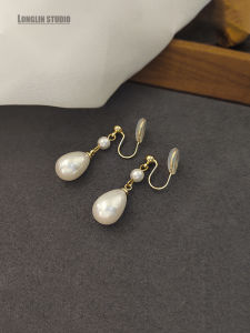 Fashionable Natural Pearl Mosquito Coil Tray Ear Clips No Piercing Required Elegant Waterdrop Design for Women Trendy Jewelry
