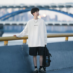 Long Sleeve Pure Cotton Mens T-Shirt Youth Fashion Inner Wear Base Shirt for Junior And High School Students Autumn Trend