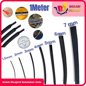 Selongsong HITAM tahan panas / slongsong bakar / isolasi bakar / heatshrink 1m