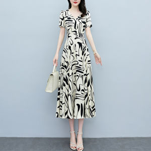 DAIXIANGFEIZI | Summer Waist-Cinching Plus Size Petite Short Sleeve Mid-Length Dress