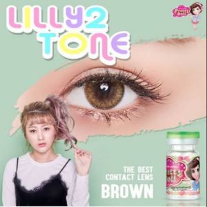 คอนแทคเลนส์ สายฝอ. รุ่น Mini Lily 2 tone/Lilly 2 tone/Solotica Natural สีเทา/ตาล Gray/Brown มีค่าสายตา (0.00)-(-6.00)