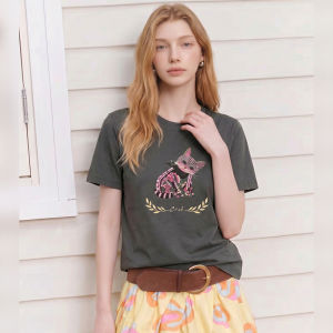 Regular Fit Short Sleeve Summer New Gray Loose T-Shirt