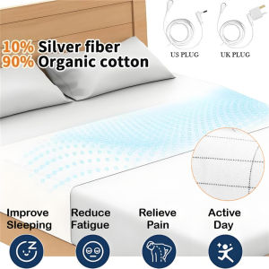 Grounding Sheet with Grounding Cord 10% Pure Silver Fiber Materials With Organic Cotton Grounding Bed Sheet + US/UK Safe Adapter