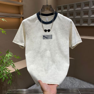 Summer 2025 Mens Tie Dye Half Sleeve T-Shirt Fashionable Splice Cotton Top Youthful Breathable Comfortable Short Sleeve Tee